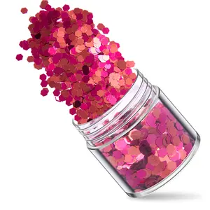 10-12g Bottle Glitter Suppliers High Quality Non-toxic Rose Red Color Nail Mixed Chunky Glitter