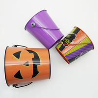 Seau en métal OEM Mini petit seau de table multi-usage Impression double face Halloween seau en métal pour la décoration intérieure