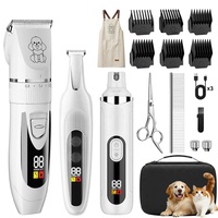 Kit de toilettage pour chien sans fil 3 pièces avec tondeuse, coupe-ongles, ciseaux, tablier et accessoires, ensemble électrique pour l'épilation des animaux