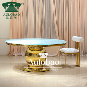 Muebles para bodas de hotel, mesas y sillas modernas de lujo de acero inoxidable para eventos de boda - Product Image 6