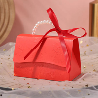 Boîte cadeau personnalisée avec poignée en perles, boîte à dragées en papier pour mariage, fête, emballage de bonbons et de chocolats