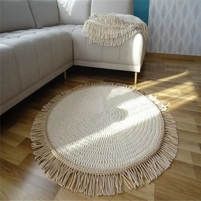 Nuovo tappeto personalizzato Boho Nursery tappeto rotondo con frange tappeto tondo con frange W1125