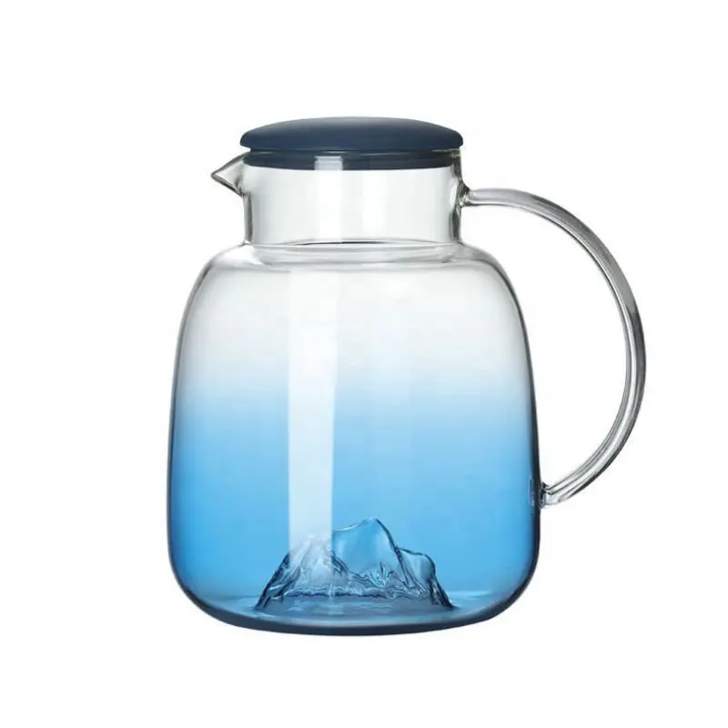 Vente en gros de carafe bouilloire en verre avec couvercle et bec verseur cruche en verre anti-explosion en forme d'iceberg de grande capacité