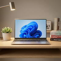 Laptop Bisnis Windows 11 15.6 Inci dengan Fingerprint, Intel N5095, RAM 16GB, SSD 512GB, Notebook Office untuk Rumah