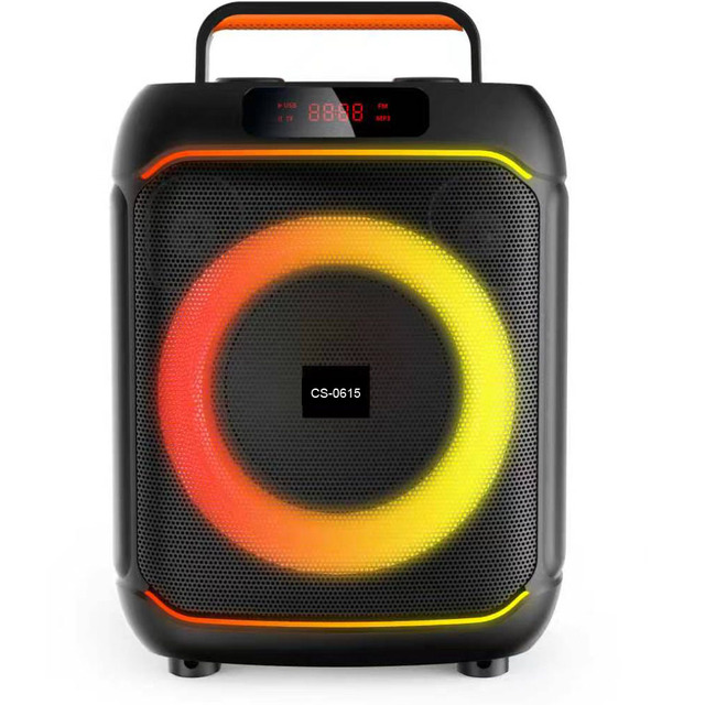 Hot Selling Two Way Audio Box with Handle 6 Inch Portable RGB LED Light Speakers Bluetooth Karaoke Dj Wireless Speaker