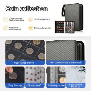 Album de rangement pour pièces de monnaie FX 20-Grid Business à feuilles mobiles, album de rangement pour pièces de monnaie en PU à 10 pages avec fermeture éclair grande capacité en sergé - Product Image 6