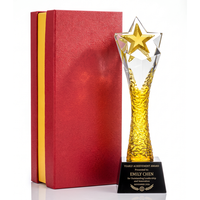 Trophée en cristal torsadé haut de gamme, design étoile, pour récompense d'employé d'entreprise, best-seller