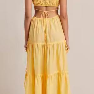 Nuevo Vestido de Playa de Verano de Alta Calidad, Sexy, con Tirantes Finos, Escote en V, Espalda Descubierta, de Lino y Algodón, Maxi Vestido Modesto - Product Image 3