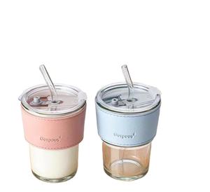 Vendita calda di alta qualità di lusso personalizzato acqua potabile bevanda vetro barattolo tazza con coperchi paglia - Product Image 1