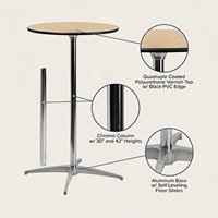 Table de bar ronde en bois de 24 pouces, hauteur 42, table à cocktail en contreplaqué, piédestal en métal, table haute de pub pour banquet et fête