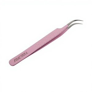 Pinzas de extensión de pestañas postizas, herramienta de levantamiento de pestañas postizas, color rosa claro, con recubrimiento J Curvo - Product Image 1
