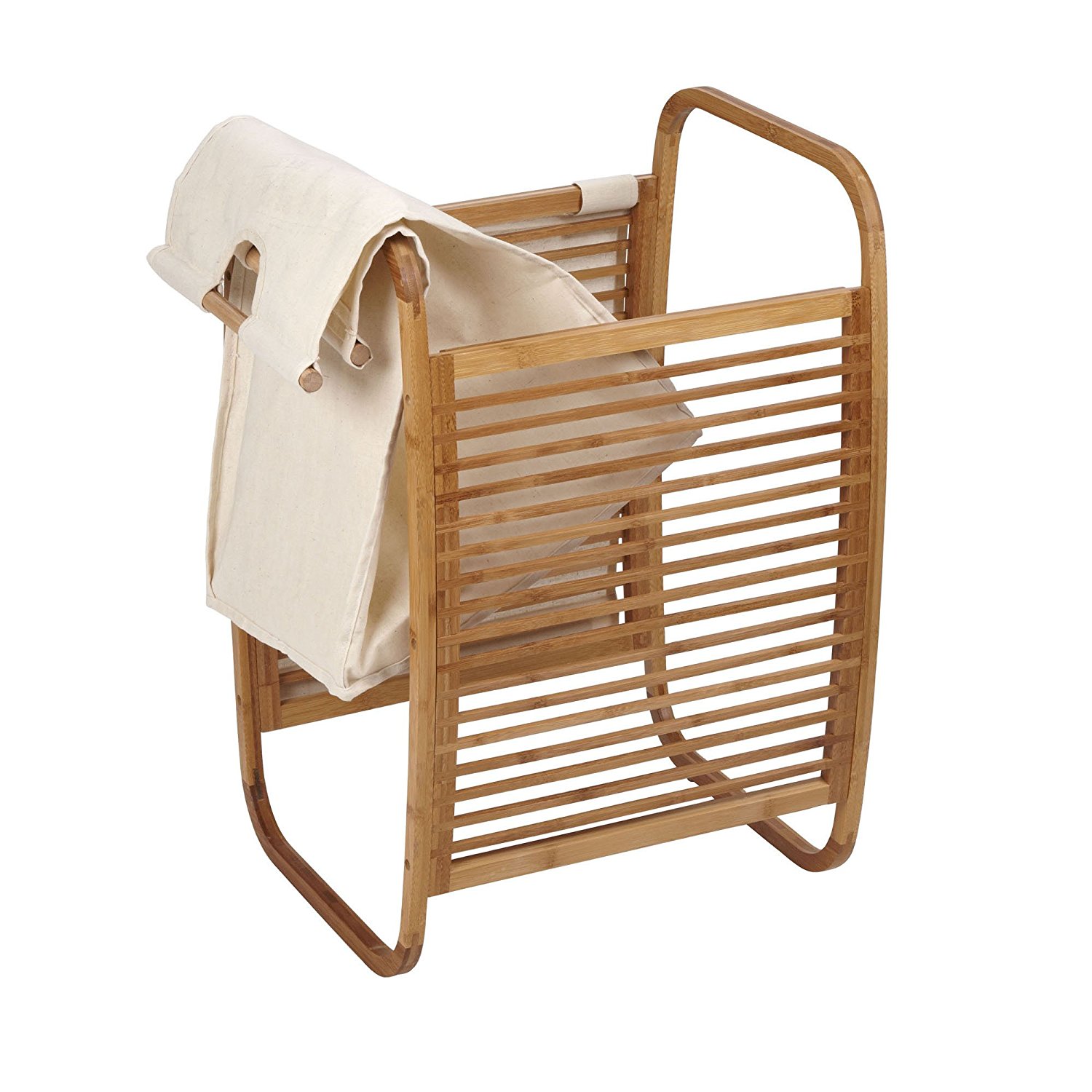 Компактная бамбуковая корзина для белья