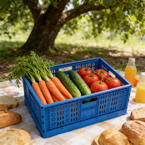 ארגז פלסטיק מתקפל גדול, ממוחזר, ניתן לערום ולקנן, זול, בהתאמה אישית, בצבע כחול, עם מכסה, של חברת הארד קומפני. - Product Image 5