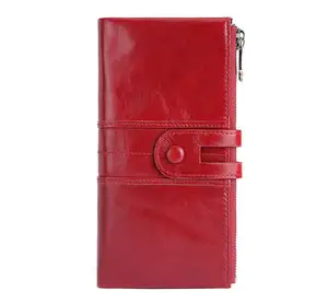 Высококачественный винтажный кошелек для кредитных карт, кожаные длинные женские кошельки Rfid