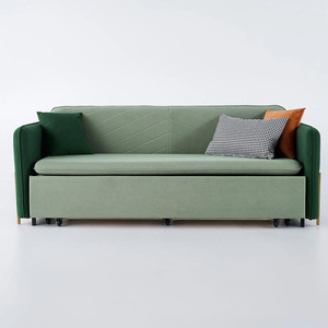 Muebles de sala de estar con funda verde de tela impermeable europea, sofá cama doble con colchón de espuma viscoelástica con almacenamiento - Product Image 1