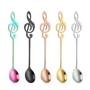Manufacturer's stainless steel musical note <b>spoon</b>, long-handled <b>coffee</b> and bird's nest stirring <b>spoon</b>, high-value gold dessert - Product Image 5