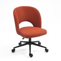 Chaise de bureau multifonctionnelle pivotante en tissu orange pour directeur de direction Chaise de bureau de luxe avec roulettes
