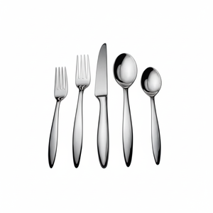 Juego de cubiertos plateados con logotipo personalizado que incluye tenedores, cucharas, cuchillos, vajilla pintada con aerosol, cubiertos de acero - Product Image 1