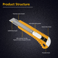 Couteau utilitaire à lame coulissante en acier à haute teneur en carbone de 18 mm, personnalisable, avec manche en alliage d'aluminium et plastique, pour la découpe