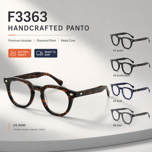 แว่นตาออพติคอลวินเทจทรงกลมอะซิเตท F3363 ผลิตตามสั่ง ODM & OEM พร้อมส่งขายส่ง - Product Image 1