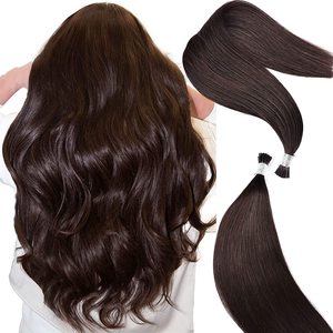 Promoción de Venta: Gran Stock de Extensiones de Cabello Humano Liso de Color Marrón con Cutícula Alineada, Calidad de Lujo, Tipo <span class=keywords><strong>I</strong></span>-Tip - Product Image 1