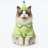 Jaypet Luxuriöser Gestreifter Halloween-Katzenpyjama mit Mütze Niedliche Weiche Baumwoll-Katzenkleidung für Kleine und Mittelgroße Katzen