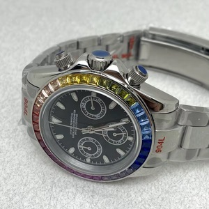 Nouvelle montre chronographe à quartz pour hommes de 39 mm en acier massif avec lunette en cristal coloré, mouvement VK63 - Product Image 5