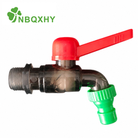 Robinet en plastique, robinet d'eau, robinet à poignée multicolores 1/2 3/4 pouce, sortie d'alimentation en eau universelle pour la maison