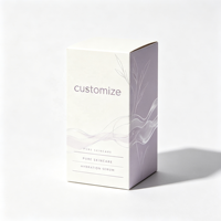 Boîte de sérum pour soins de la peau en carton pliable, avec logo personnalisé, motif vague liquide, illustration botanique, couleur ivoire lavande, emballage en gros