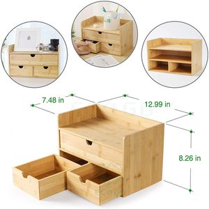 High Quality Bamboo <b>Desk</b> Organizer,Mini Bamboo <b>Desk</b> <b>Drawer</b> Tabletop Storage Organization Box - Product Image 3