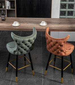 Nouveau design, mobilier pour hôtel et restaurant, tabouret de bar à dossier haut, chaise de bar en cuir et bois - Product Image 5