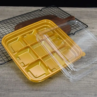 Récipients à gâteaux jetables dorés avec couvercles transparents Boîtes d'emballage Boîte à emporter avec 9 petites grilles pour dessert au cacao chaud