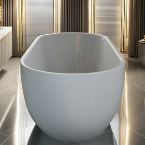 Baignoire en acrylique autoportante de luxe de 1.5m avec drainage au sol et débordement latéral pour salles de bain spa haut de gamme - Product Image 2