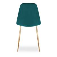 Chaise de salle à manger moderne et bon marché en tissu velours turquoise avec pieds en métal doré