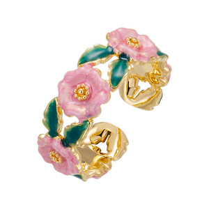 MyMuyu French Retro Enamel Rose Drop <b>Open</b> <b>Ring</b> Pink Camellia Flower Index Finger <b>Ring</b> For Women Gift Jewelry - Product Image 5