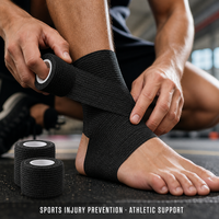 Bande adhésive élastique noire en gros pour machine à tatouer, bandage de protection pour poignée de tatouage, sport et athlétisme