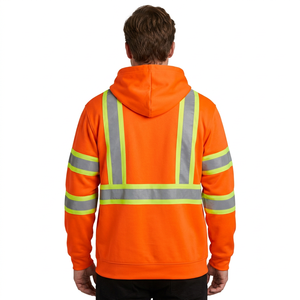 Sudadera con Capucha Reflectante Naranja para Hombre con Estampado de Nombre, Corte Regular, Forro Polar, Ropa Casual de Trabajo, Ropa de Otoño, 100% Algodón - Product Image 4
