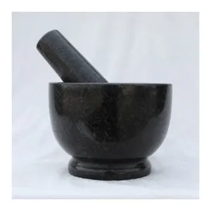 China Quality Grind 14*10cm Family Kitchen Stone Natural Hand Movement Granite Mortar Pestle