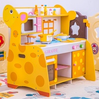 Jouet de cuisine en bois certifié CE CPC pour enfants, avec aliments et fruits d'imitation, pot à soupe et évier, pour filles