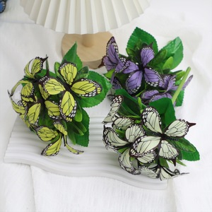 Fleurs artificielles papillon à tige unique, bouquet de fleurs séchées en plastique, décoration de mariage, décoration intérieure, accessoires de photographie en extérieur - Product Image 3