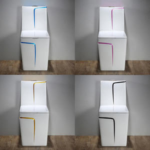 WC monobloc moderne en céramique à double chasse carrée avec siphon à jet, couleur blanc doré - Product Image 5