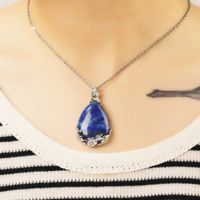 Collier Pendentif Goutte d'Eau en Pierre de Quartz Rose Naturel, Cristal, Prune, Jade, Améthyste, Style Vintage, Accessoires Féminins, Cadeau