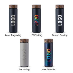<span class=keywords><strong>Bouteille</strong></span> isotherme sous vide à double paroi en acier inoxydable MEDO 500 ml avec couvercle couleur grain de bois et infuseur à thé - Product Image 5
