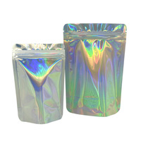 Sacs en plastique holographiques Mylar de qualité alimentaire, résistants à l'humidité, imprimés numériquement, pochettes en aluminium laser, pochettes à fermeture éclair en aluminium arc-en-ciel