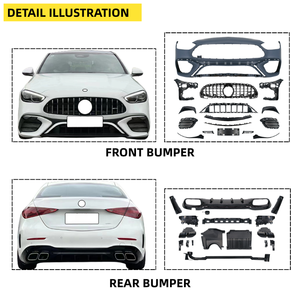 Kit carrosserie pour Classe C W206 2022+ style AMG63 : Lame avant, pare-chocs avant, pare-chocs arrière, calandre, spoiler de toit - Product Image 3