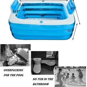 PVC <b>Inflatable</b> Swimming Pool with Backrest 63*47*23.5 Inch <b>Bath</b> Tub for Adults Outdoor Indoor Freestanding Foldable Spa Tub - Product Image 2