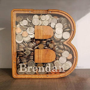 Hucha de madera maciza con letras grandes, Caja de Ahorros transparente con patrón de <span class=keywords><strong>cajero</strong></span> <span class=keywords><strong>automático</strong></span>, <span class=keywords><strong>Banco</strong></span> de monedas de dibujos animados inspirado en celebridades de Internet - Product Image 1