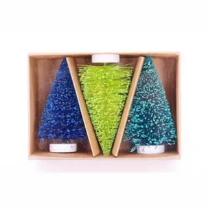 Árbol de Sisal Artificial personalizado, minicepillo colorido para botella de Navidad, ornamento de árbol para vacaciones de Navidad, decoración de fiesta en casa