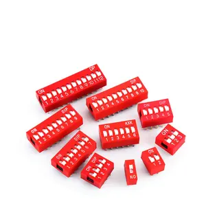 DIP Red Pitch Toggle Switch Red Snap Switch Slide Type Switch 1 2 3 4 5 6 7 8 9 10 12 Bit 2.54mm