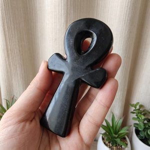 En gros, Ornement en cristal de quartz naturel transparent, Ankh égyptien sculpté à la main, Pierre de guérison - Product Image 2